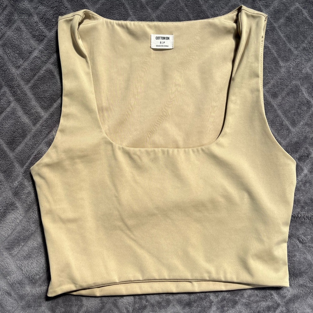 Cotton On Tan Fitted Crop Tank Top